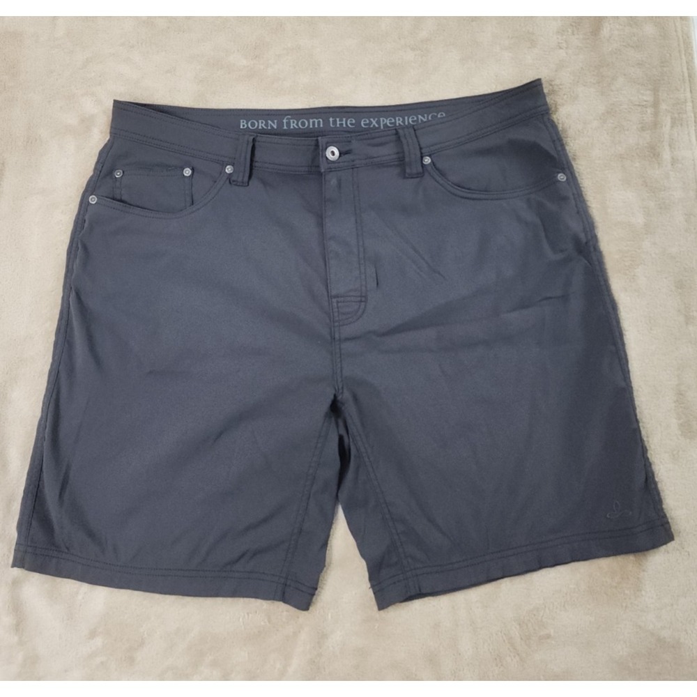 Prana Shorts Mens 40 Gray Brion 9"‎ Performance Nylon Stretch Hiking Good/fair